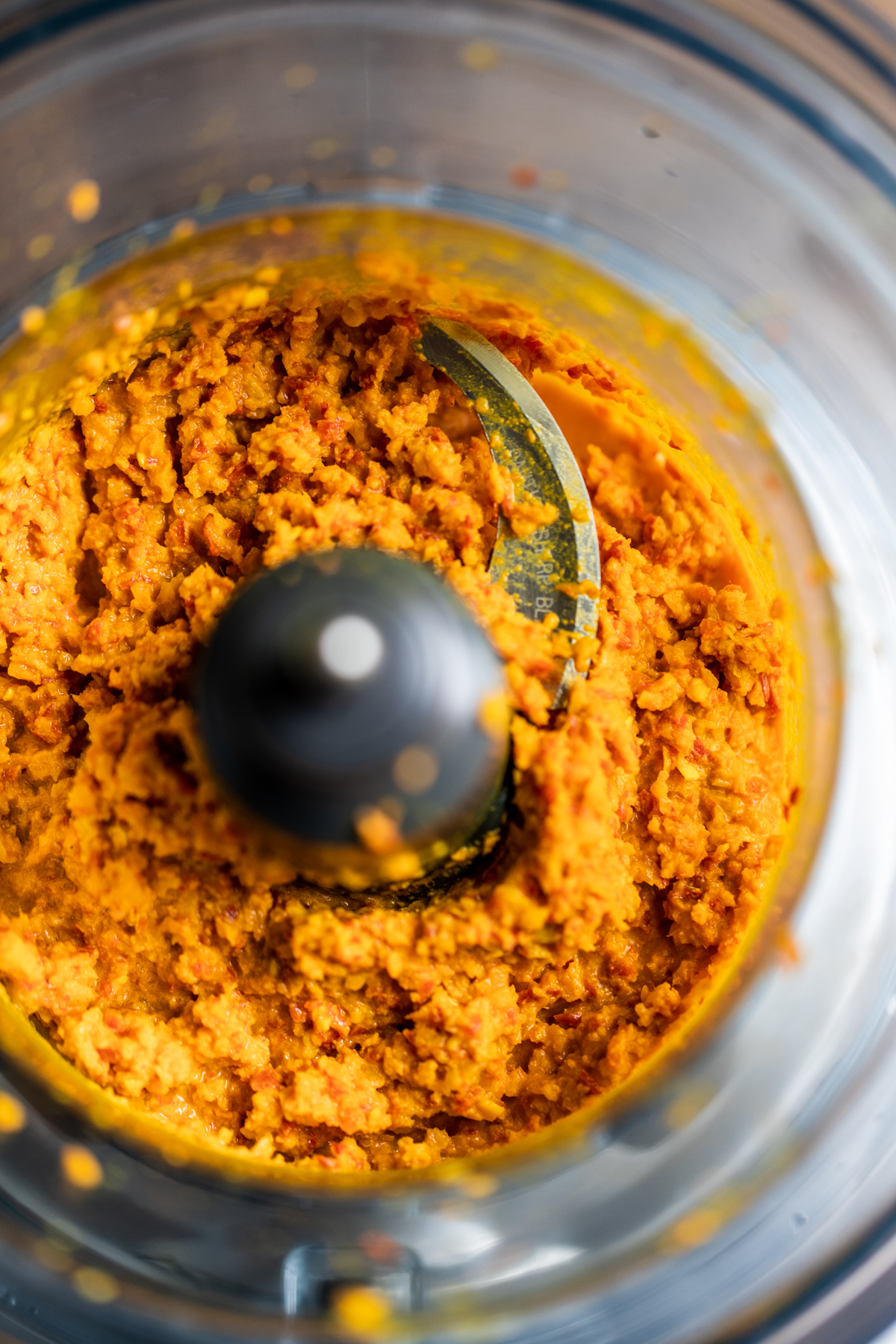 Malaysian curry paste in a food processor.